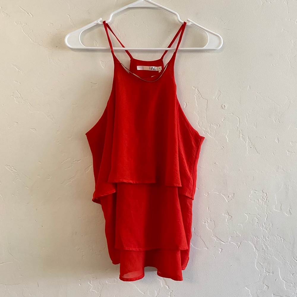 HAVE Red Tiered Lightweight Blouse Size Large